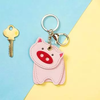 PU Leather Cat Frog Pig Pendant Cute kitten Car Key Ring PU Animal Keychain Backpack Decor Frog