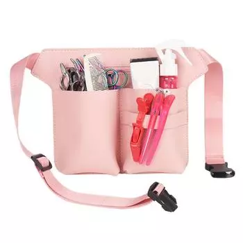 PU Leather Clips Comb Case Hairdressing Holster Bags Holder Tool Hair Scissor Bag Salon розовый