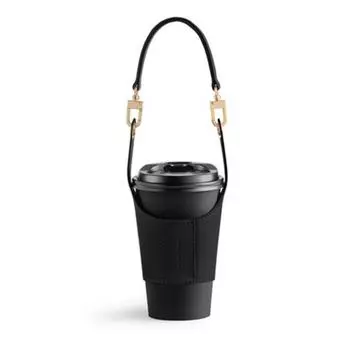 PU Leather Cup Holder Black Tumbler Carrier Pouch Accompanied Cup Protective Cover Travel