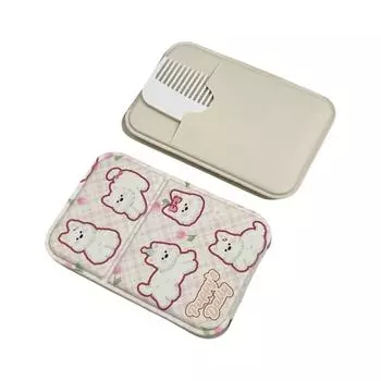 PU Leather Cute Desktop Stand Mirror Tulip Flower Bowknot Dog Cat Vanity Mirror Delicate Easy To Carry Pocket Make-up Mirror