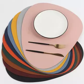 PU Leather Dual Sided Placemat and Coaster Set Upgraded Coffee Mats Home Kitchen Dining Table Place Mats Nordic 1pcs