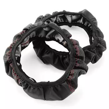 PU leather embossed plaid stereo car steering wheel cover with rubber ring is suitable for 14.5-15 inches car interior supplies чёрный