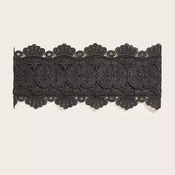 PU Leather Female Waistband Dress Girdle Wide Waist Belt Luxury Lace Cummerbunds Female M чёрный