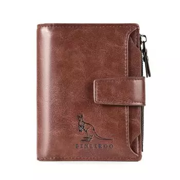 PU Leather Men Wallet Zipper No Degaussing Multi Screens Vertical Vintage Male Wallet for коричневый