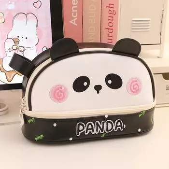 PU Leather Pen Pouch Waterproof Stationery Bag Kawaii Cosmetic Bag Stationery Storage