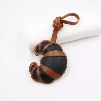 PU Leather PU Leather Hanger Car Keyring Bag Pendant Cute Croissant Keychain Men