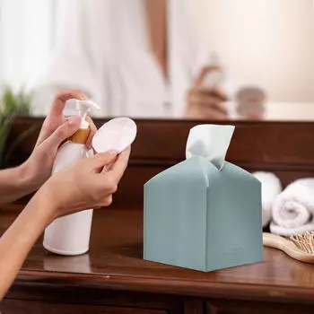 Pu Leather Square Tissue Holder Tissue Case Napkin Holder Home Living Room Table Tissue Boxes Container Paper Towel Storage Box синий