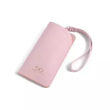 Pu Leather Sunglasses Storage Case Solid Color Hanging Neck Eyeglasses Case Outdoor Pink-Style2