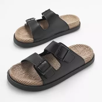 PU Men Slippers Summer Men s Sandals Women Slippers Outdoor Beach Casual Shoes Zapatos Hombre Durable Non-Slip Luxury Shoes 39 чёрный