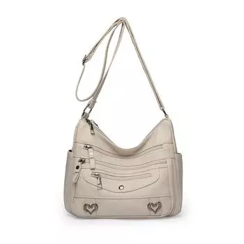 ПУ Многокарманная Сумка через плечо для женщин среднего возраста Сумка-мессенджер Сумка для мамы бежевый