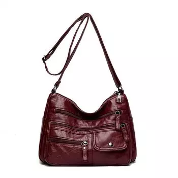 ПУ многосекционная сумка через плечо многокарманная женская сумка кроссбоди сумка для мамы красный