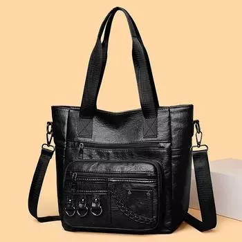 PU модные молодежные женские сумки с верхней ручкой универсальные сумки через плечо на молнии для женщин швейные нитки