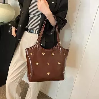 PU одинарная женская сумка через плечо высокого качества нишевая ретро сумка для поездок на работу модная многофункциональная молодежная сумка-тоут чёрный