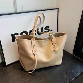 PU однотонная высококачественная женская сумка-тоут с застежкой-молнией, универсальная модная сумка через плечо, мягкая, простая, популярная сумка