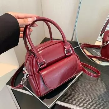 PU однотонная женская сумка на молнии, универсальная модная сумка через плечо, мягкая, простая сумка на плечо в западном стиле