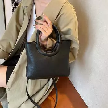 PU популярная в этом году сумка для женщин модная универсальная сумка через плечо мягкая текстура поверхности сумки на одно плечо чёрный