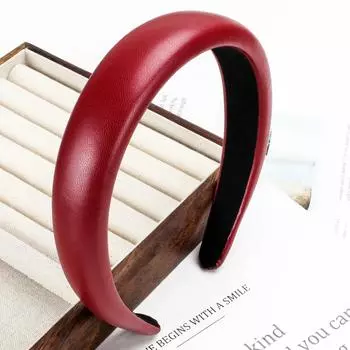 ПУ Повязка на голову Широкая Повязка на голову Аксессуары для волос для девочек и женщин Головной убор Элегантная Повседневная Мода Искусственная Кожа Резинки для волос