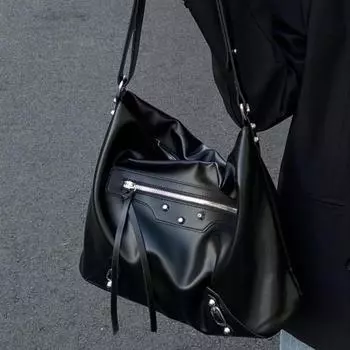 Сумка через плечо в стиле панк из ПУ, модная, большая вместительная сумка для поездок на работу, сумка через плечо с дизайном «Нишевый дизайн», дорожная сумка-тоут, рюкзак для подмышек, подарок