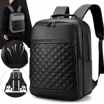 ПУ рюкзак мужской деловой дорожный компьютерный рюкзак студенческий школьный портфель серый