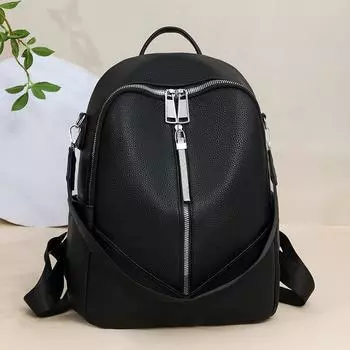 PU рюкзак женский большой емкости сумка чёрный