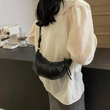 ПУ Сумки через плечо Молния Простая Швейная нить Универсальная Изысканная Полумесяц Женские Сумки через плечо Мода Новый стиль