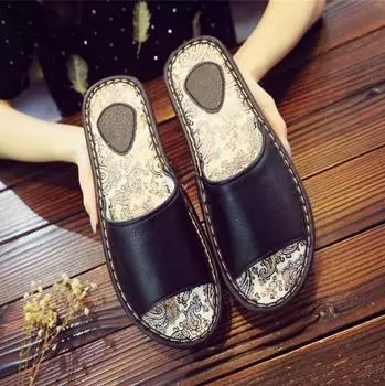 ПУ тапочки мужские и женские летние туфли на плоской подошве пляжная обувь легкая роскошная дизайнерская обувь удобные парные тапочки 35-36(25cm) чёрный