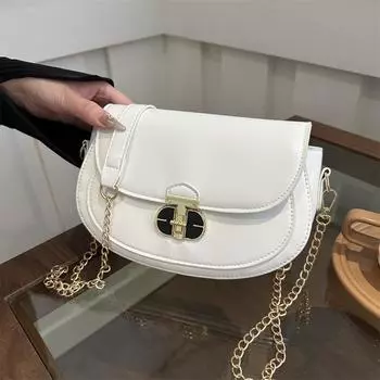 Pu Маленькая квадратная сумка Модная сумка через плечо с замком Нишевая универсальная женская сумка Простая сумка-мессенджер для поездок на работу коричневый