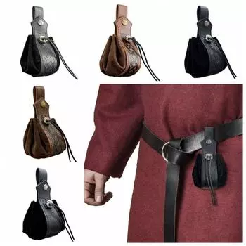 ПУ средневековая поясная сумка из искусственной кожи с завязками на шнурке скандинавский портативный кошелек для монет детские подарки S00093