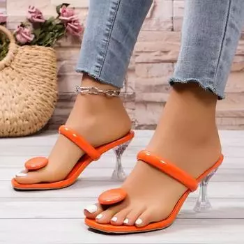 PU Stiletto Toe Retraction Solid Sexy Modern Slippers 2024 Горячая Распродажа Обувь для Женщин Летние Уличные Тапочки Для Взрослых Женщин 35 чёрный