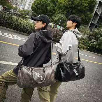 PU Travel Bag Men s Luggage Bag Women Large Capacity Yoga Gym Bag чёрный