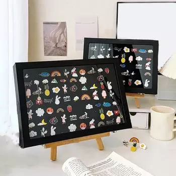 PU витрина для значков бархатный лоток для хранения ювелирных изделий однотонный контейнер для брошей и булавок упаковка S