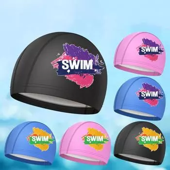 ПУ водонепроницаемые шапочки для плавания длинные волосы защита ушей удобная шапочка для плавания большой размер для взрослых печатная шапочка для плавания аксессуары для бассейна