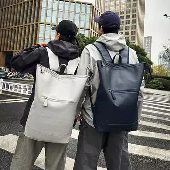 ПУ водонепроницаемый рюкзак мужской однотонный рюкзак женский рюкзак большой емкости чёрный