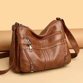 Женская сумка из ПУ, сумка через плечо, многослойная, маленькая квадратная сумка чёрный