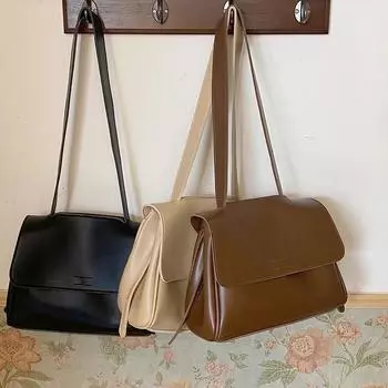 PU Women s Bag Single Shoulder Messenger Flip Bag New Style Soft Leather Temperament Sewing Thread Magnetic Buckle Commuter Bag (20cm<Max Length<30cm)