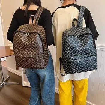 ПУ женский маленький рюкзак с принтом большой емкости рюкзак чёрный