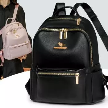 ПУ женский рюкзак ретро большой емкости дорожный рюкзак однотонный школьный рюкзак для поездок на работу чёрный