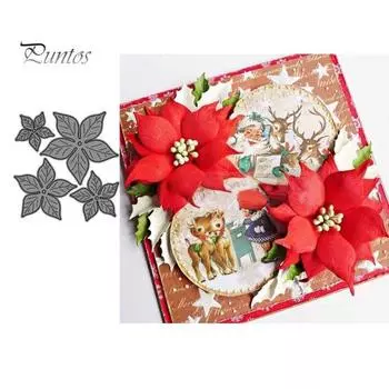 Пуансеттия цветок металлический трафарет DIY скрапбук тиснение бумажные карты трафарет серебряный