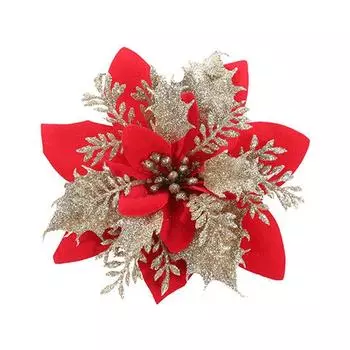 Пуансеттия Подарок Рождественская Елка Рождественские Принадлежности Рождественская Подвеска Рождественские Цветы Рождественские Украшения style 1