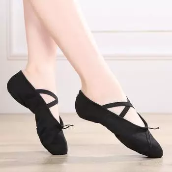 Балетные туфли для девочек, парусиновые балетные тапочки на мягкой подошве, детские балетки для практики, женская танцевальная обувь 24 белый