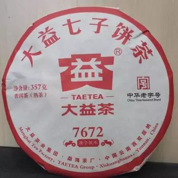 Пуэр TAETEA 7672 * Мэнхай Пуэр Дайи Шу Пуэр Чайный пирог 357г Спелый - 2001 г.
