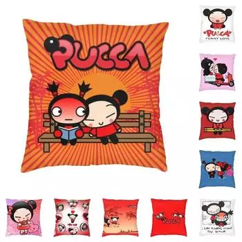 Pucca современная декоративная наволочка для дома, декоративная наволочка с персонажем мультфильма, двухсторонняя печать, уличная подушка, наволочки 30x30cm 12x12in