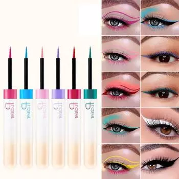 Pudaier Color Eyeliner Liquid Pen Водонепроницаемая быстросохнущая чрезвычайно тонкая 12-цветная подводка для глаз 01