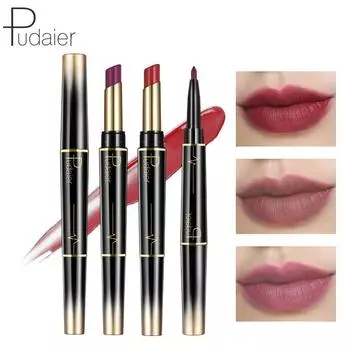 Pudaier Dual Head Lipstick Lip Liner Matte Lip Glaze 16 Color Lipstick Makeup