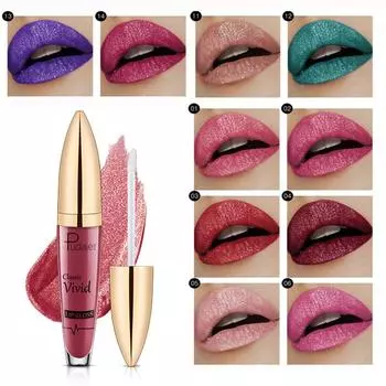 Pudaier Glitter Flip Матовый перламутровый блеск для губ с антипригарным покрытием Diamond Lip Gloss 01#
