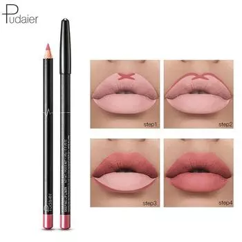 Pudaier Lip Line Водостойкая помада для губ без укуса, макияж для губ, 12 цветов, матовая помада