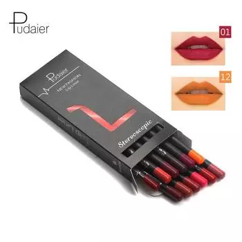 Pudaier Lip Liner Matte Lipstick Pencil 12 цветов Водонепроницаемый контурный карандаш для губ Макияж