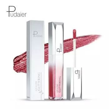 Pudaier Water Light Mirror Lip Glaze Питательный без прилипания чашки Блеск для губ Макияж Красный
