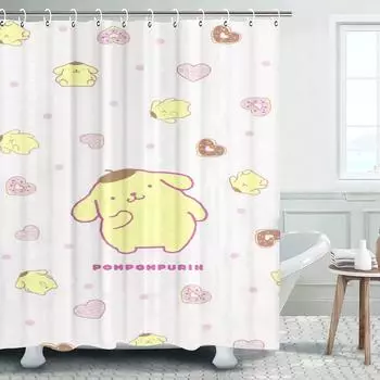 Пудинг Собака Мультяшные Шторы для Душа Желтый Набор для Мальчиков и Девочек Роскошная Ширма Занавеска для Ванной Туалетные Принадлежности Аниме Смешные Милые 90x180cm