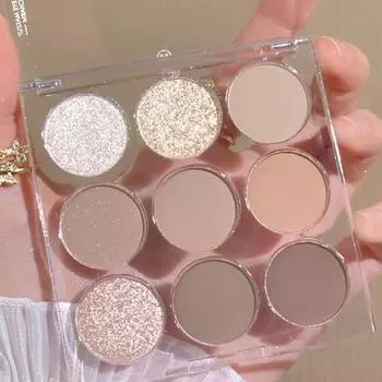 Пудра 9 цветов Прозрачная косметическая палитра теней для век для девочек